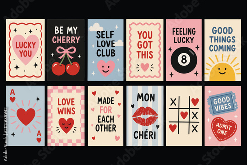Retro Aesthetic Affirmation & Love Card Collection