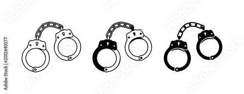 Cuadro en lienzo Handcuffs Vector Icons, Restraint Symbols, Law Enforcement and Justice Graphics,