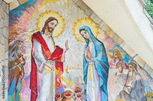 фотографія Mosaic of the Wedding at Cana, the Second Luminous Mystery of the Rosary – Sanctuary of the Queen of Peace, Medjugorje, Bosnia and Herzegovina
