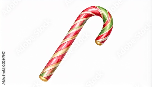 Colorful candy cane on white.