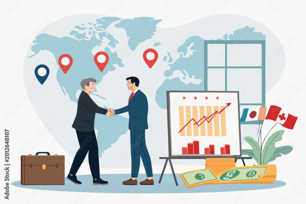 Naklejka premium Foreign Direct Investment in Detailed Illustration Style, Detailed Illustration