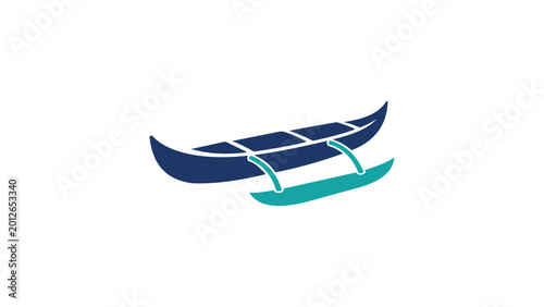 Fotografia Traditional outrigger canoe vector icon illustration for ocean travel and water sports