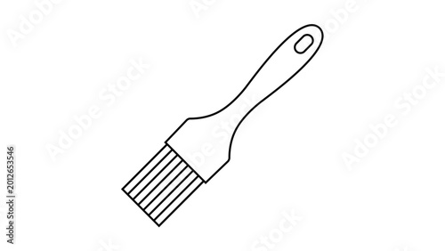 Foto Professional pastry brush vector icon illustration with editable stroke, featuring a hand-drawn basting brush for kitchen glazing and oiling with customizable line weight and clean outline graphics