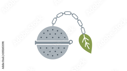 Tablou pe pânză Hand-drawn minimalist tea infuser vector icon featuring an editable stroke design for customizable line weight, perfect for kitchen utensil illustrations and modern beverage branding projects