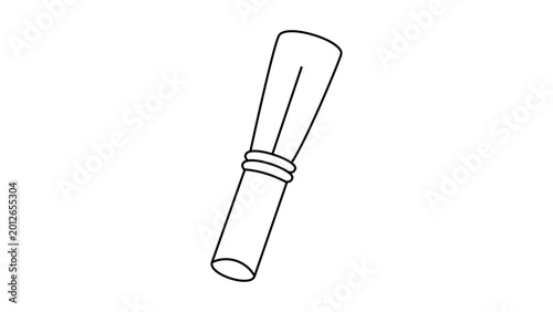 Tablou pe pânză Professional reed pipe vector icon with editable stroke, minimalist hand-traced woodwind instrument illustration featuring adjustable line weight for versatile graphic design applications