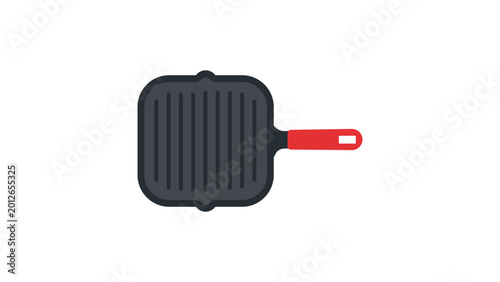 Canvastavla Professional grill pan vector illustration featuring a minimalist hand-drawn design