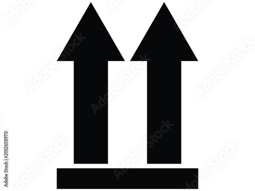 Black this side up orientation symbol for shipping cardboard boxes