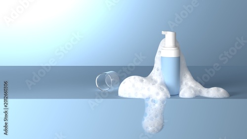Fotografija Foaming Facial Cleanser with Soft Bubbles – Fresh Skincare Foam Concept