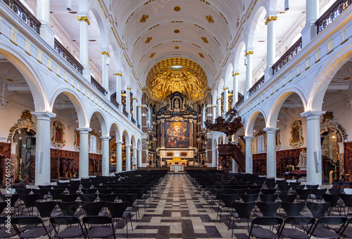 Antwerp, Belgium - 24 April 2026: Interiors of St. Charles Borromeo church in Antwerp