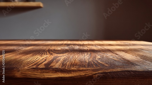 Wooden table with light and shadow