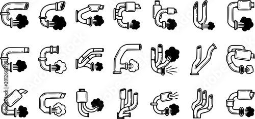 Fotografie Automotive Exhaust System Vector Icons