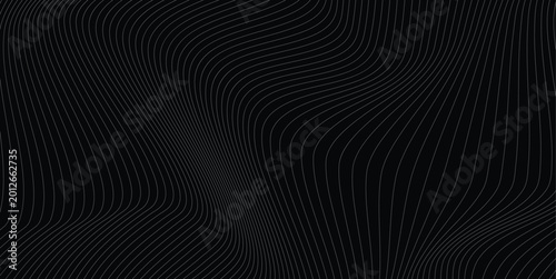 Foto Abstract Wavy Line Pattern Black Background Minimal Monochrome Flow Design