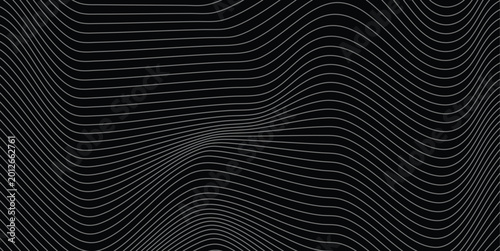 Canvastavla Abstract Black And White Wavy Lines Background With Flowing Contour Pattern And