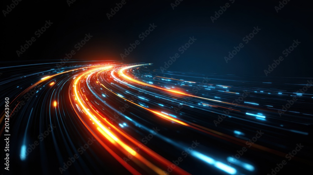 Obraz premium Abstract data flow concept neon light trails