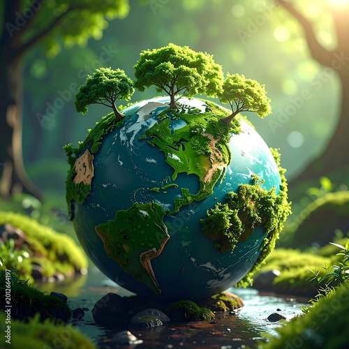 Earth with trees and green moss.