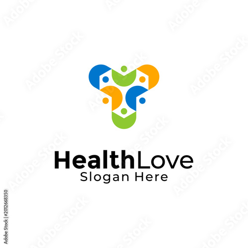Vector wellness people community logo design template