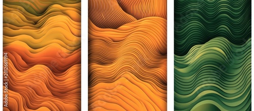 Abstract Layered Terrain with Dynamic Wavy Patterns in Earth Tones