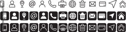 Bild auf Leinwand Contact icon set, contact us in line and solid style