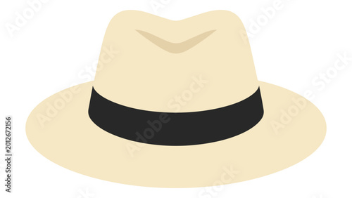 Classic Panama hat vector illustration for summer fashion and travel concepts. Hand-drawn minimalist straw hat icon, perfect for vacation, beach, and elegant lifestyle themes. Scalable outline art.