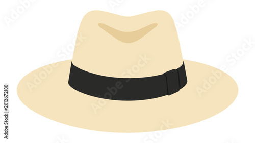 Foto Elegant straw Panama hat vector icon featuring a clean minimalist line art style