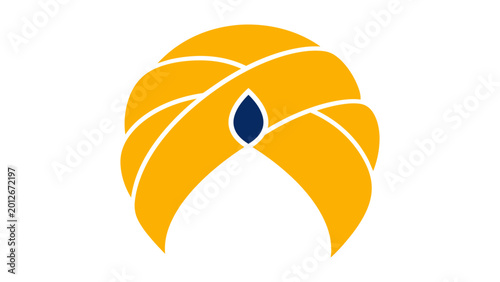 Turban vector icon illustration of traditional Sikh or Middle Eastern headwear, hand-drawn minimalist line art for religious diversity, cultural identity, and ethnic fashion design concepts.