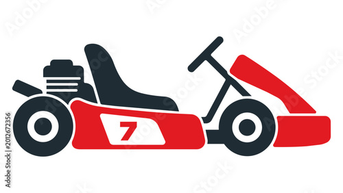 Schilderij op canvas Clean go kart illustration and hand-drawn vector icon, professional racing kart line art for competitive sports and leisure design, high quality minimalist scalable graphic design element
