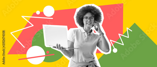 Young female programmer wit...