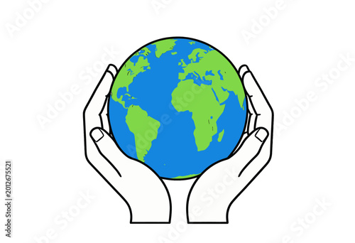 Hands Holding Globe Earth Icon Vector Illustration, Isolated Transparent Background for Global Unity and Environmental Protection Concepts