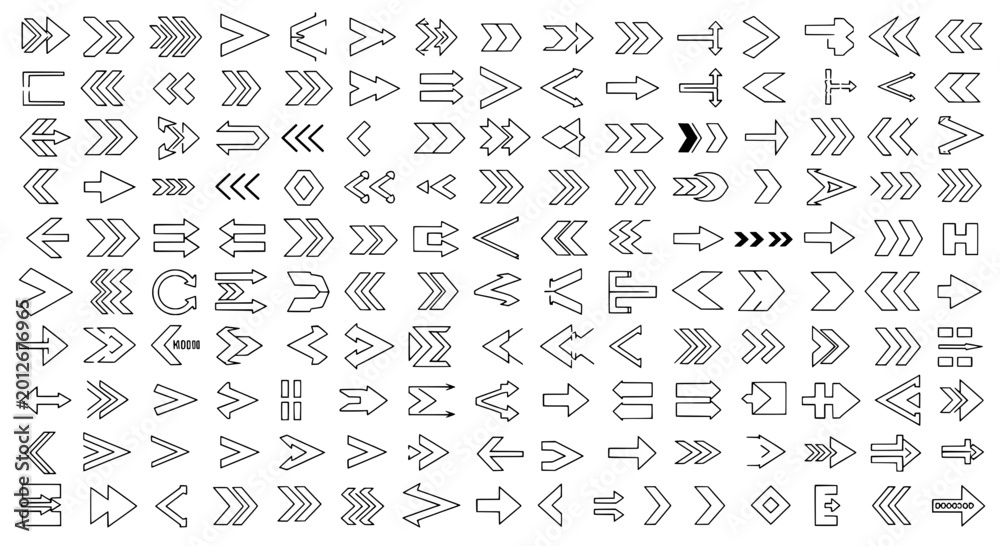 Naklejka premium Arrows hand drawn set with black curved lines and various styles for design use featuring vector, collection, illustration with graphic and art