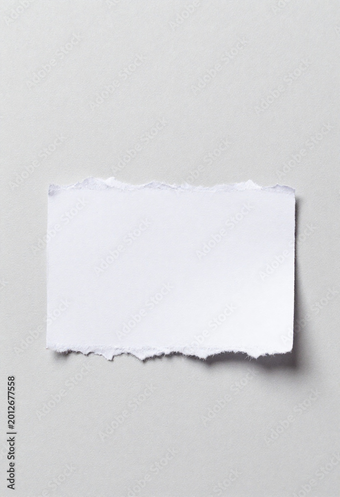 Naklejka premium crisp view blank white torn paper jagged edges rests soft light gray backdrop bathed natural daylight ready