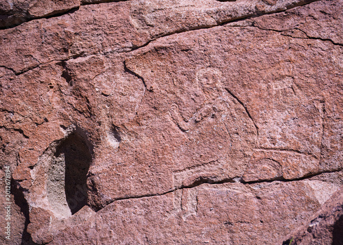 Εκτύπωση καμβά Ancient desert carvings linking modern travelers with the first voices of the va
