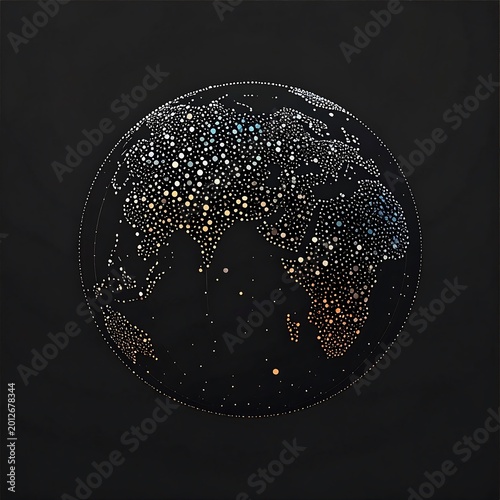 Globe with colorful starry night sky.