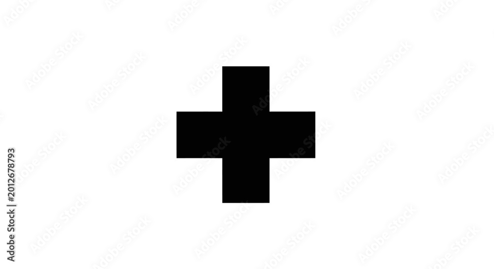 Fototapeta premium Black cross symbol on white background for medical healthcare or design use