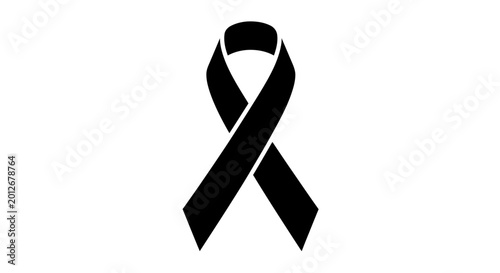 Valokuva Black awareness ribbon symbol isolated on white background for remembrance