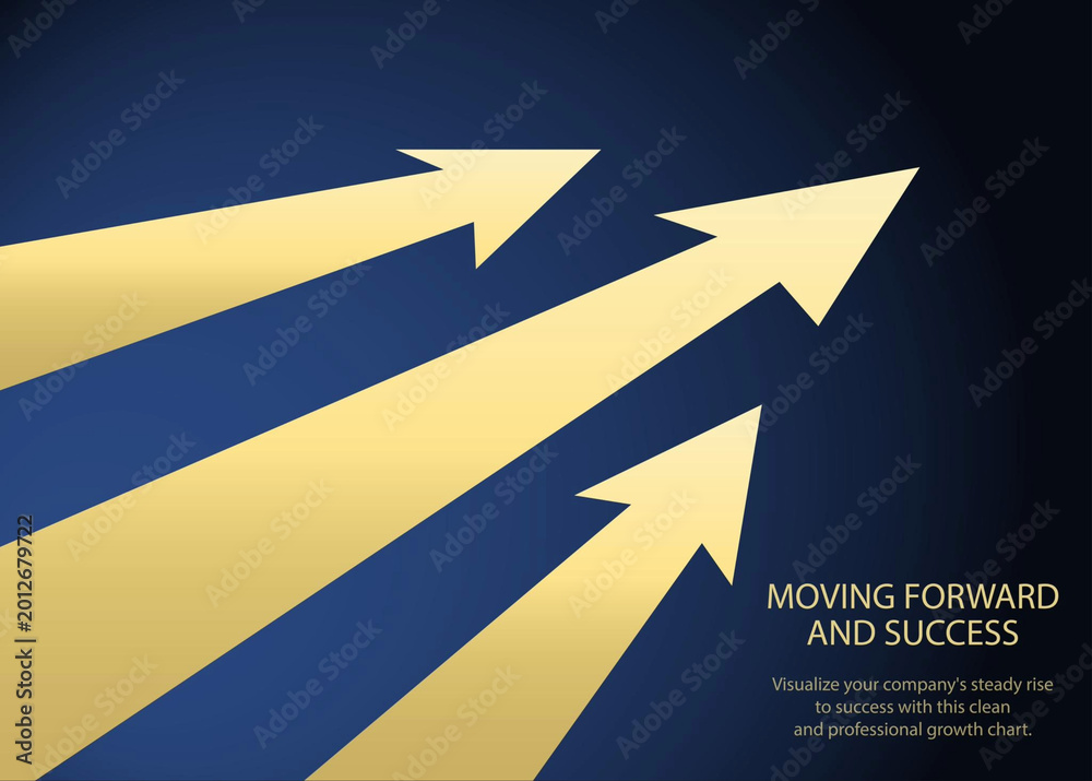 Fototapeta premium Gold upward arrows representing business growth and success