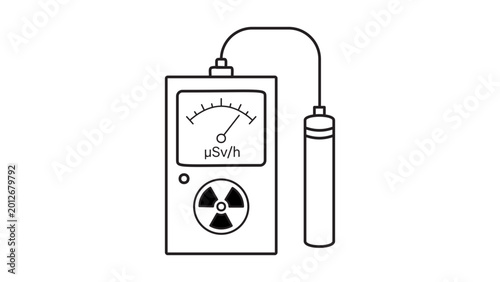 Foto Detailed Geiger counter vector icon illustration with an editable stroke for scientific research and nuclear safety monitoring, minimalist outline design perfect for industrial safety concepts