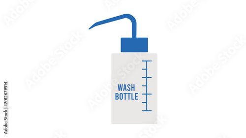 Foto Lab wash bottle vector icon with editable stroke for science and chemistry research, minimalist hand-drawn illustration of laboratory equipment for squeeze rinsing and cleaning glassware in clinic