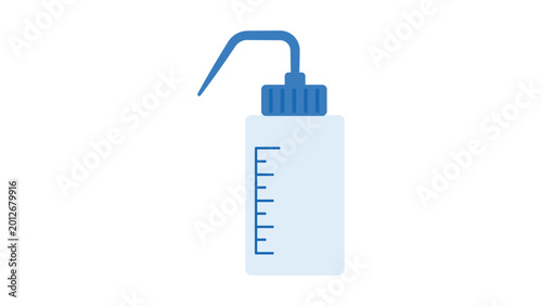 Canvas Print Minimalist wash bottle vector icon featuring an editable stroke for laboratory science, hand-drawn illustration of chemistry equipment used for cleaning and rinsing glassware in medical labs