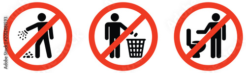 Photos No littering trash warning symbol with rubbish disposal sign and classic vector illustration concept