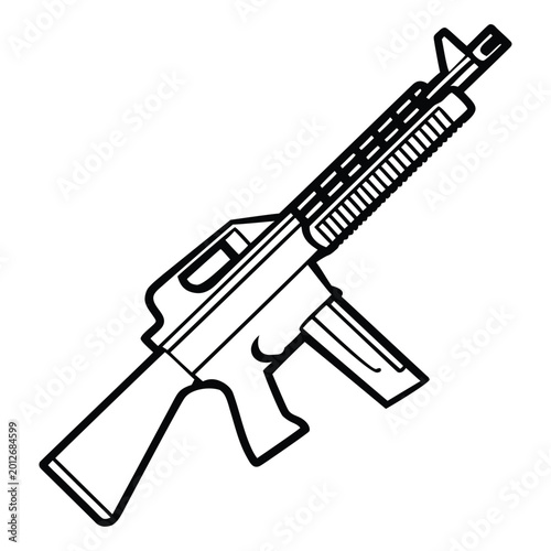 a rifle silhouette vector icon design with a white background	