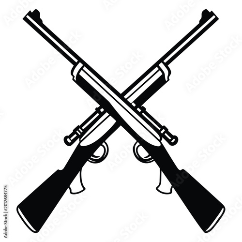 a rifle silhouette vector icon design with a white background	