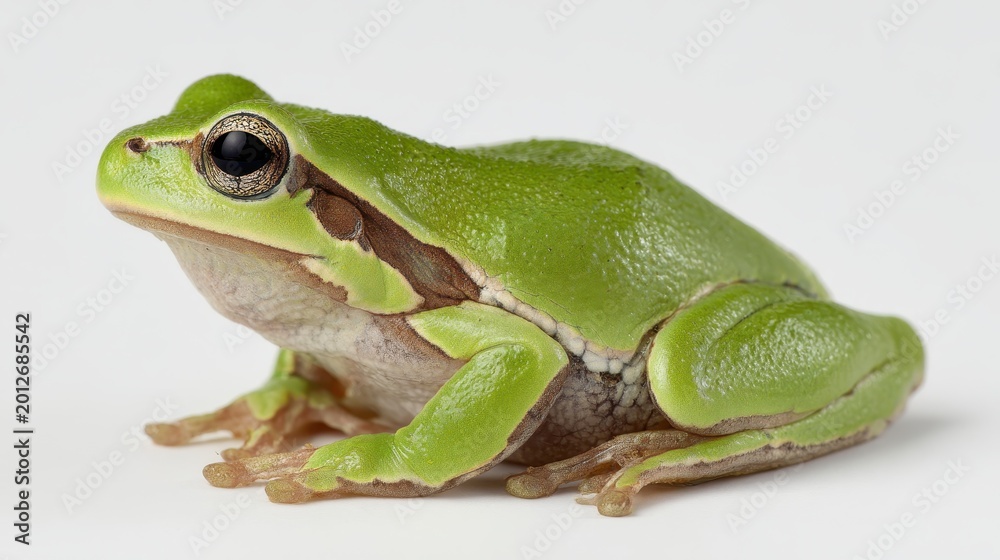 Fototapeta premium Isolated frog portrait on a seamless white backdrop