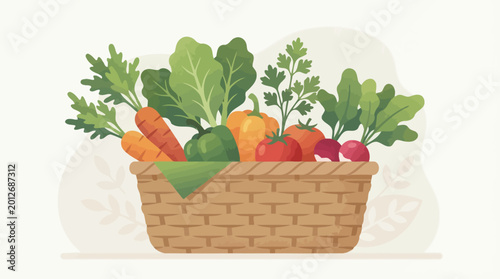 Schilderij op canvas Fresh Vegetables in Wicker Basket.