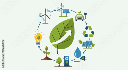 Green Leaf Eco Friendly Concept Illustration.