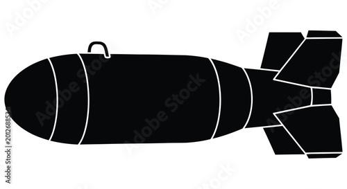 Photos Silhouetted depiction of a classic general purpose bomb with stabilizing fins