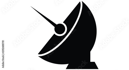 Bild auf Leinwand Simple black silhouette of a satellite dish against a white background