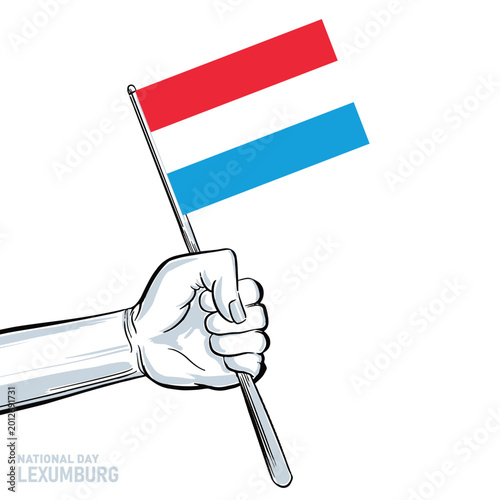 Photography Hand Holding Luxembourg National Flag Minimal Patriotic Vector Illustration