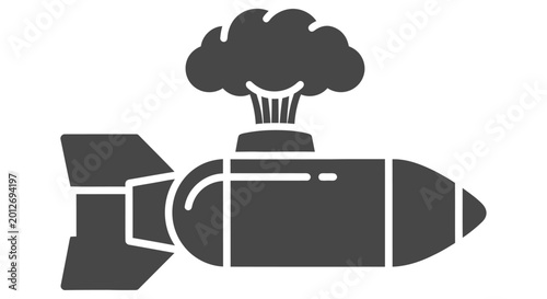 Konstfotografi Black silhouette of a bomb with an explosion depicting potential destruction