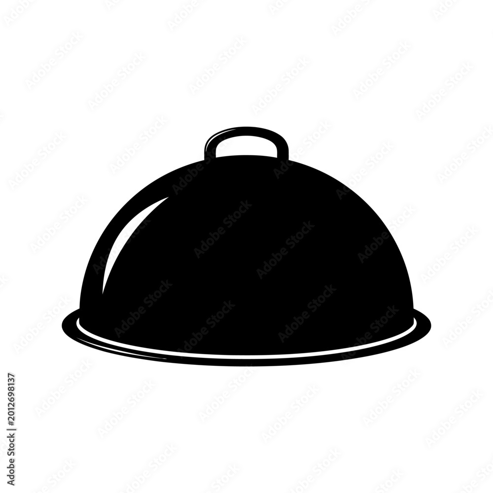 Fototapeta premium Elegant Black Food Dome Cloche Isolated on White Background.