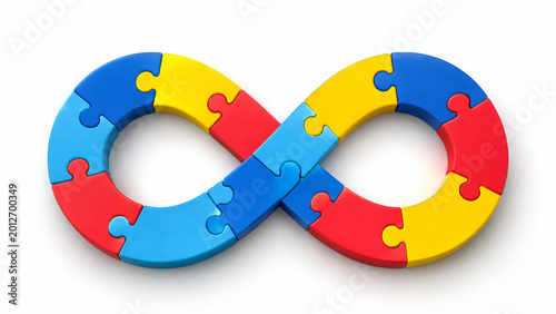 Autism Awareness Infinity Symbol Made of Colorful Puzzle Pieces